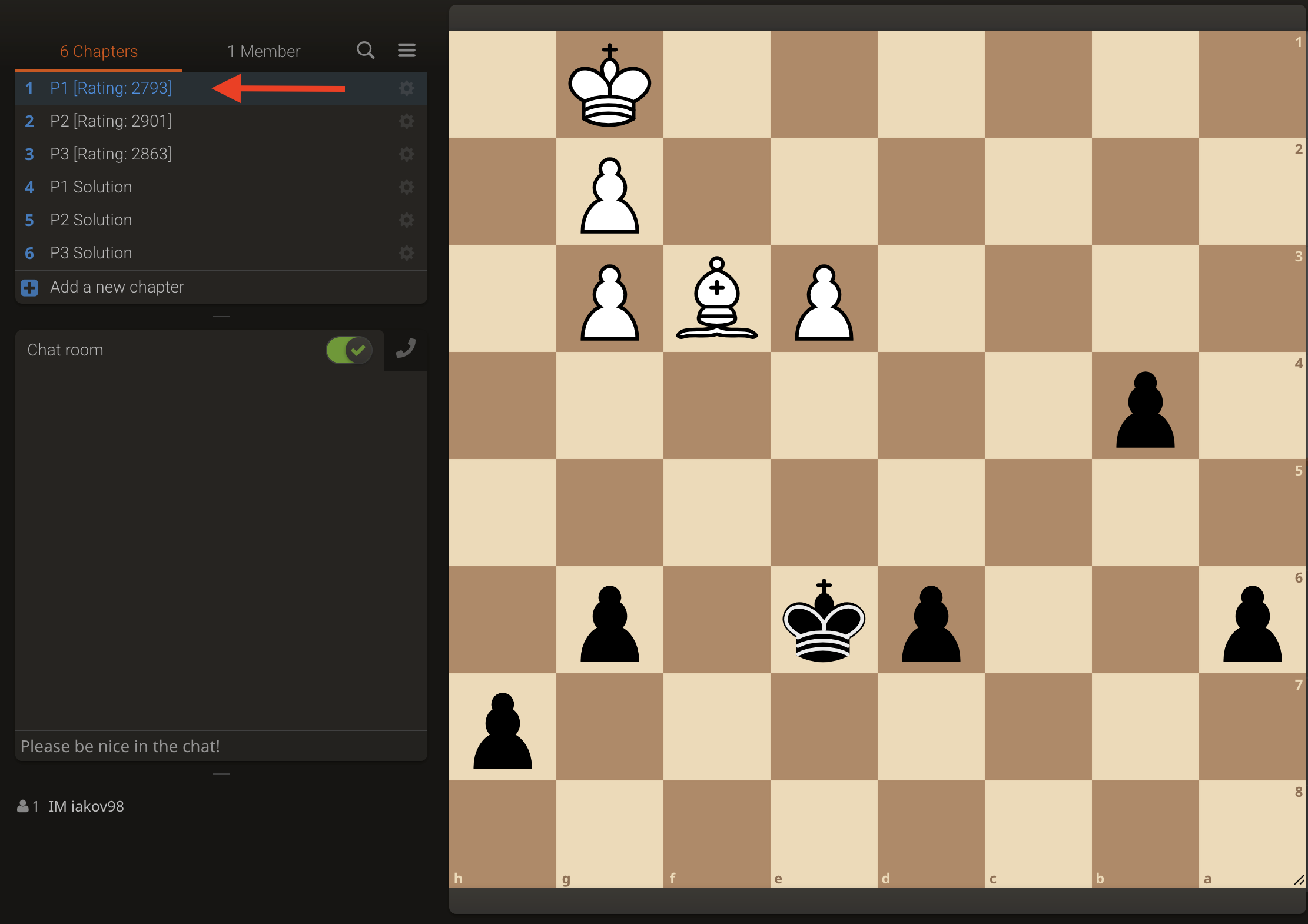 Step 1 — Navigate to the study chapter and position you want to include